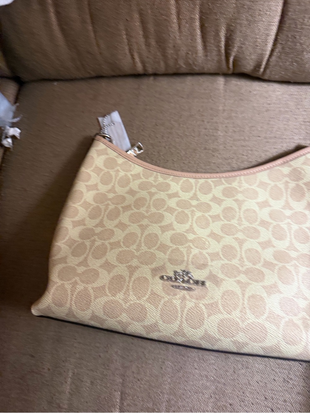 Coach Beige Signature Wristlet Clutch